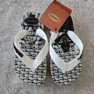 Havaianas White Star Wars Flip Flops Boys 23/24 US 6.5/7.5 Sandals Thong